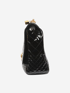 Versace Black patent quilted shoulder bag