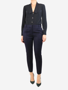 Celine Navy blue tailored wool trousers - size UK 10
