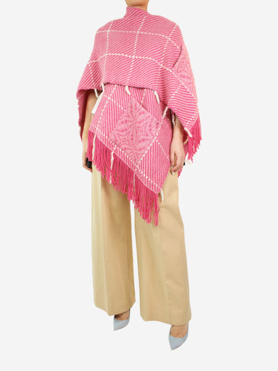 Pink knitted fringed cape - One size Hats, Scarves and Gloves WEHVE 