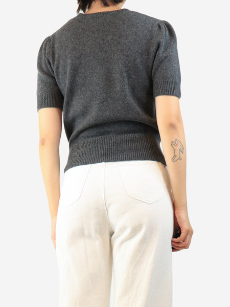 Charcoal grey gathered short sleeve sweater - size M alternate image