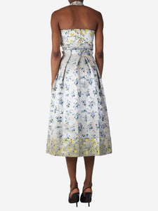 Alexander McQueen Grey floral jacquard halterneck dress - size UK 6