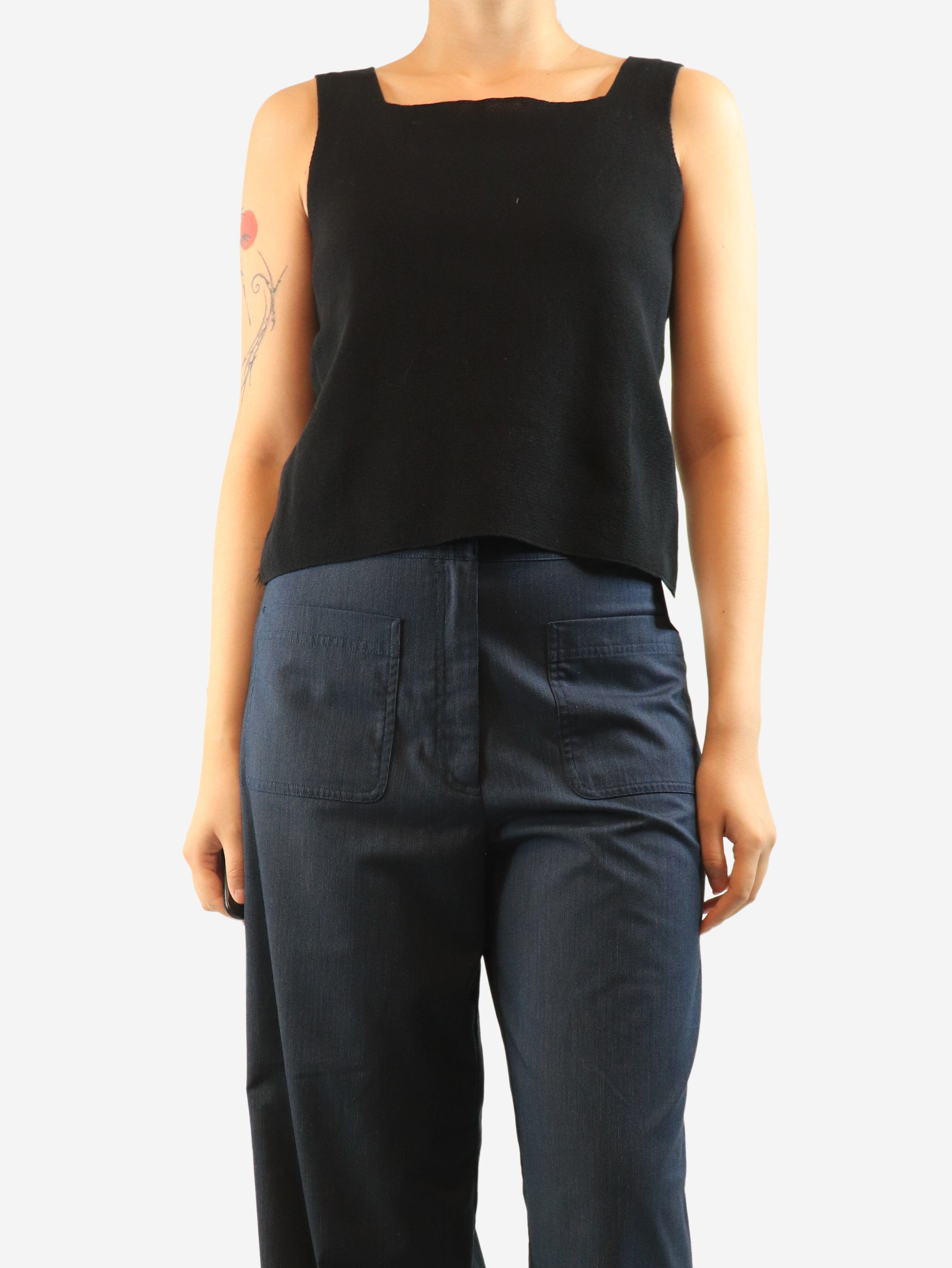 Black squared tank top - size M Tops Sara Lanzi 