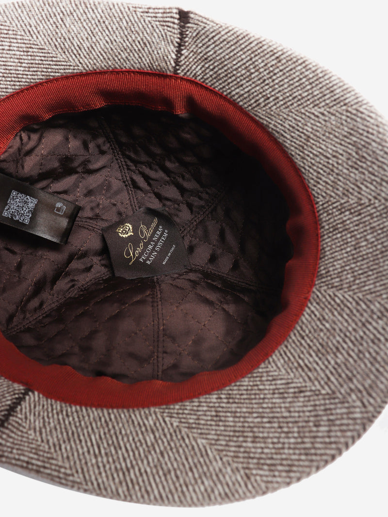 Brown herringbone Pecora Nera hunting hat - size M Hats Loro Piana 