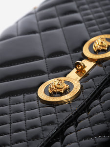 Versace Black patent quilted shoulder bag