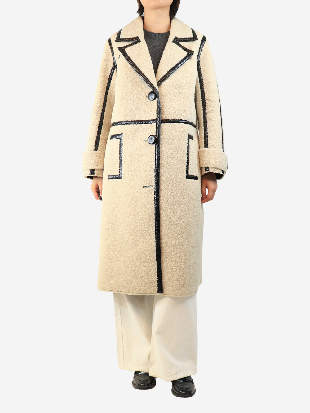 Cream Ticora shearling coat - size UK 12 Coat Stand Studio 