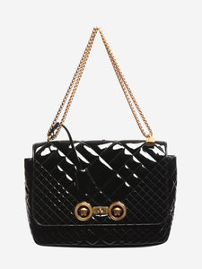 Versace Black patent quilted shoulder bag