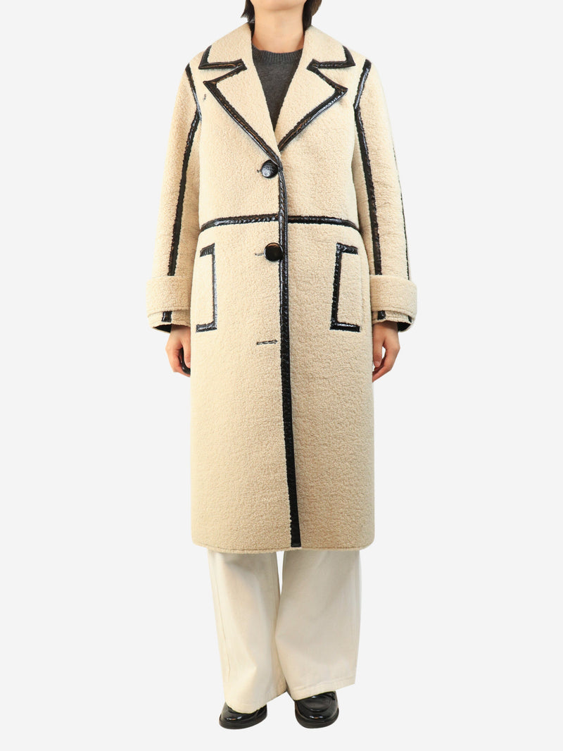 Cream Ticora shearling coat - size UK 12 Coat Stand Studio 