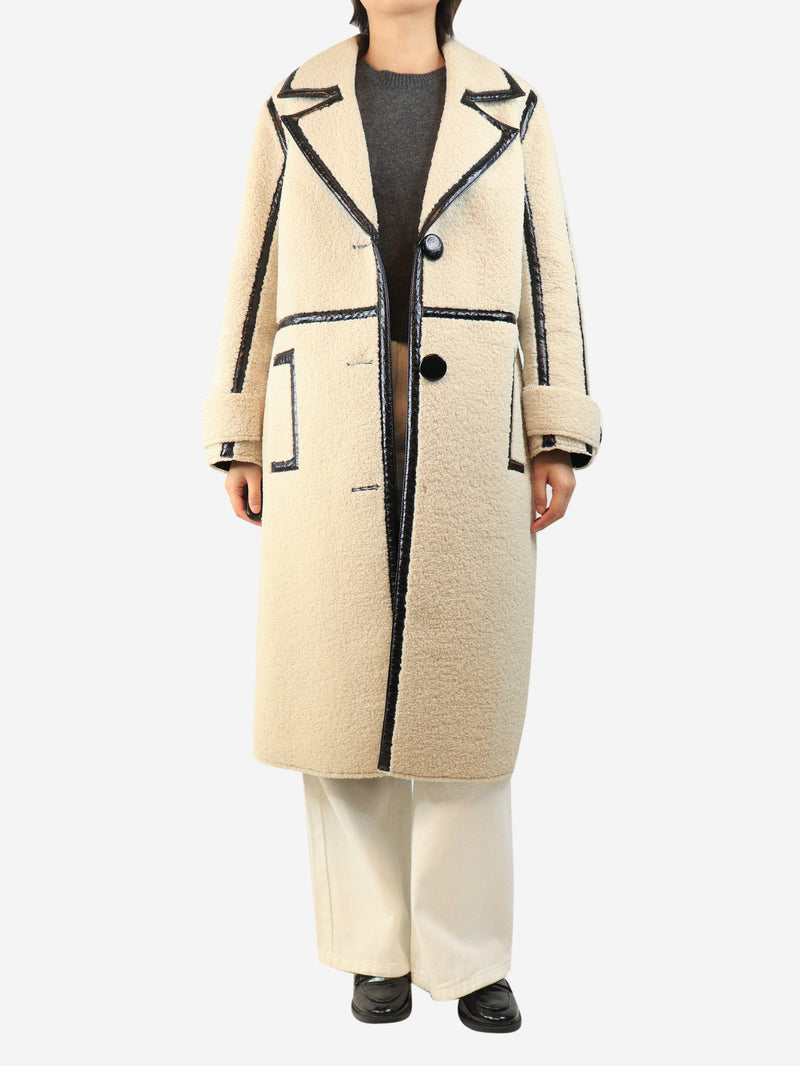Cream Ticora shearling coat - size UK 12 Coat Stand Studio 