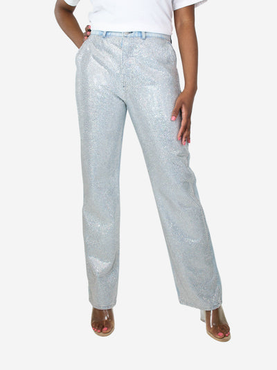 Light blue crystal-embellished jeans - size UK 12 Trousers Frame 