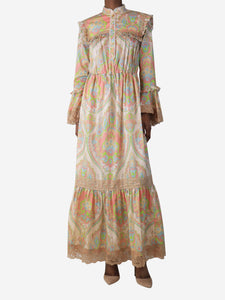 Gucci Pink and green all-over printed midi dress - size S