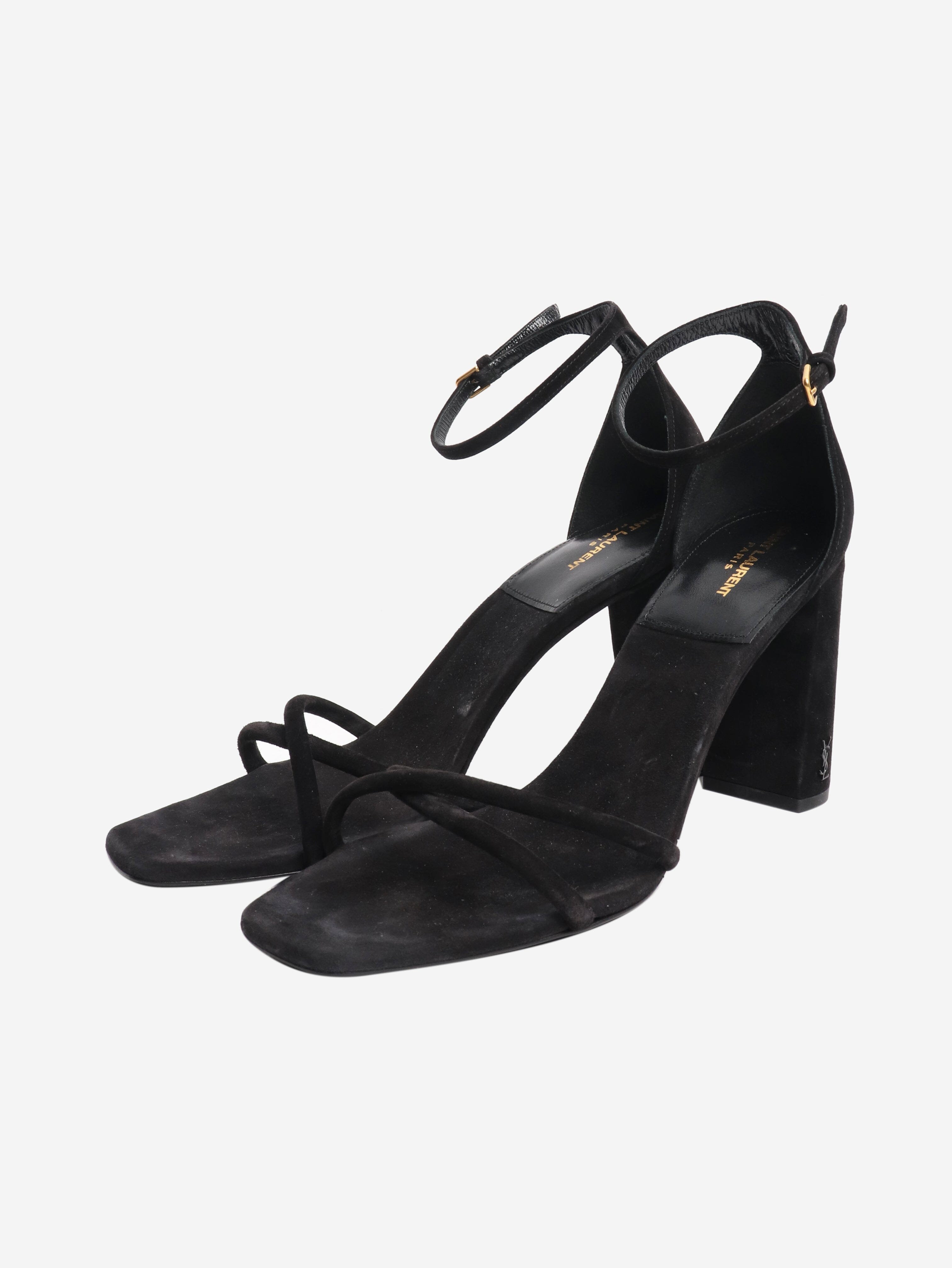 Black suede sandal heels - size EU 40.5 Heels Saint Laurent 