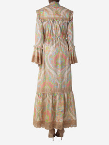 Gucci Pink and green all-over printed midi dress - size S