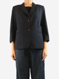 Navy wool-blend blazer - size UK 16