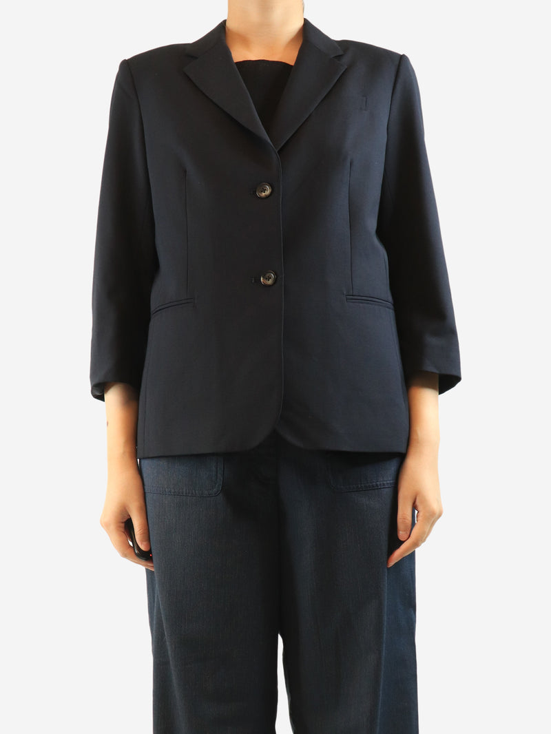 Navy wool-blend blazer - size UK 16