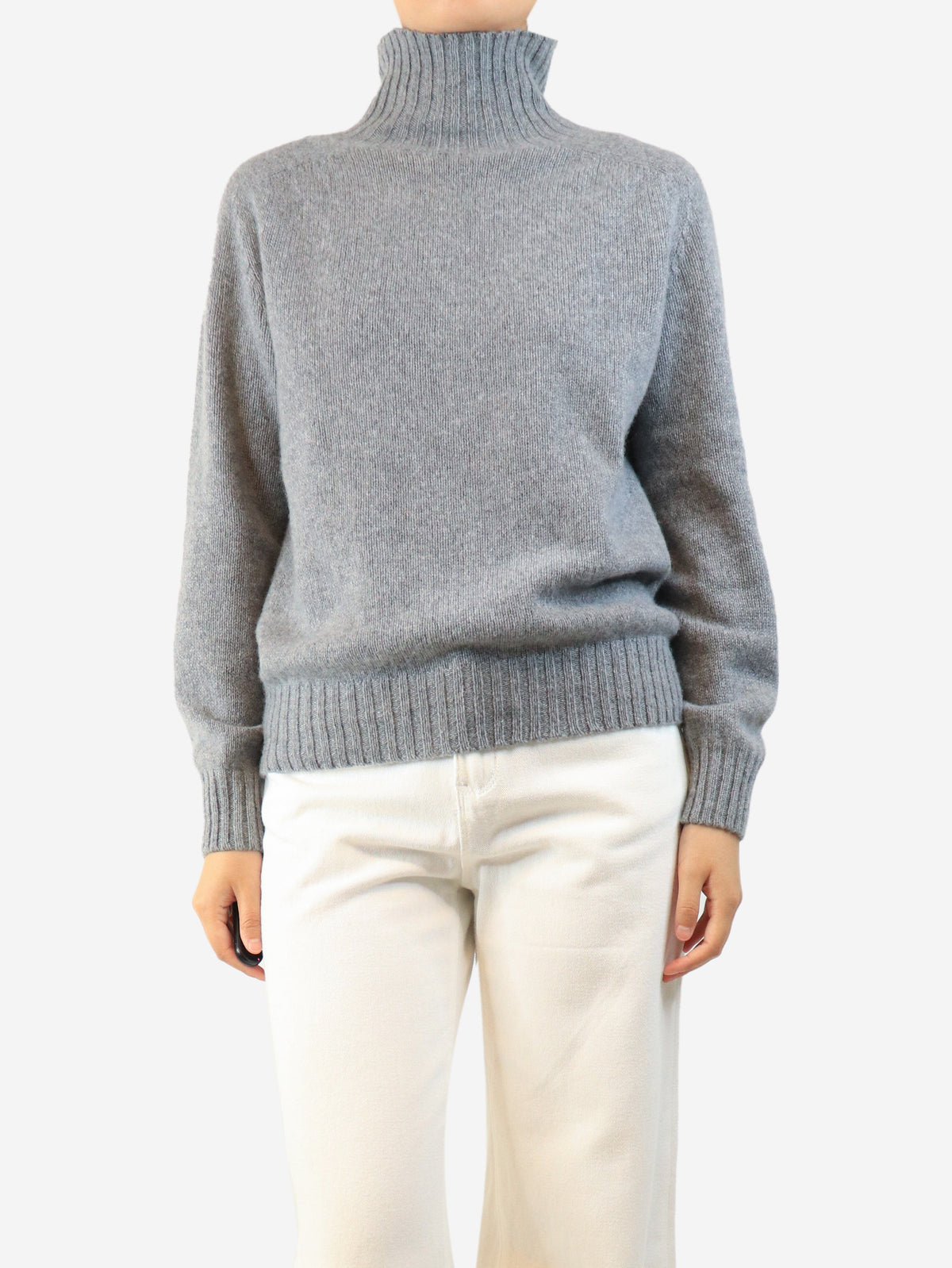Grey high-neck cashmere jumper - size S Knitwear Bamford 