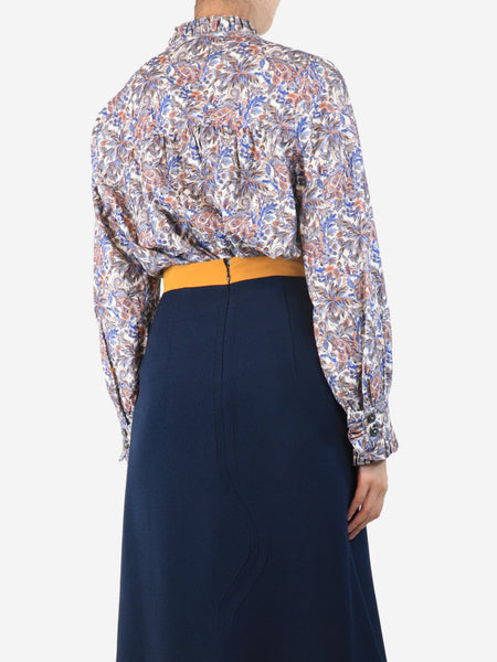 Multicolour corduroy frill-collar paisley shirt - size M alternate image
