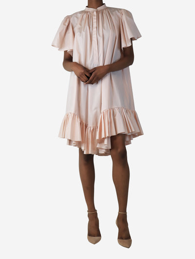 Light pink ruffled midi dress - size UK 8