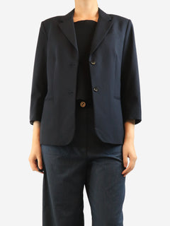 Navy wool-blend blazer - size UK 16