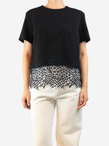 Black short-sleeved wool crepe top - size UK 12 Tops Christopher Kane 