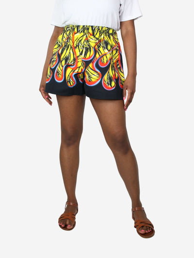 Multicolour flame and banana printed shorts - size UK 14 Shorts Prada 