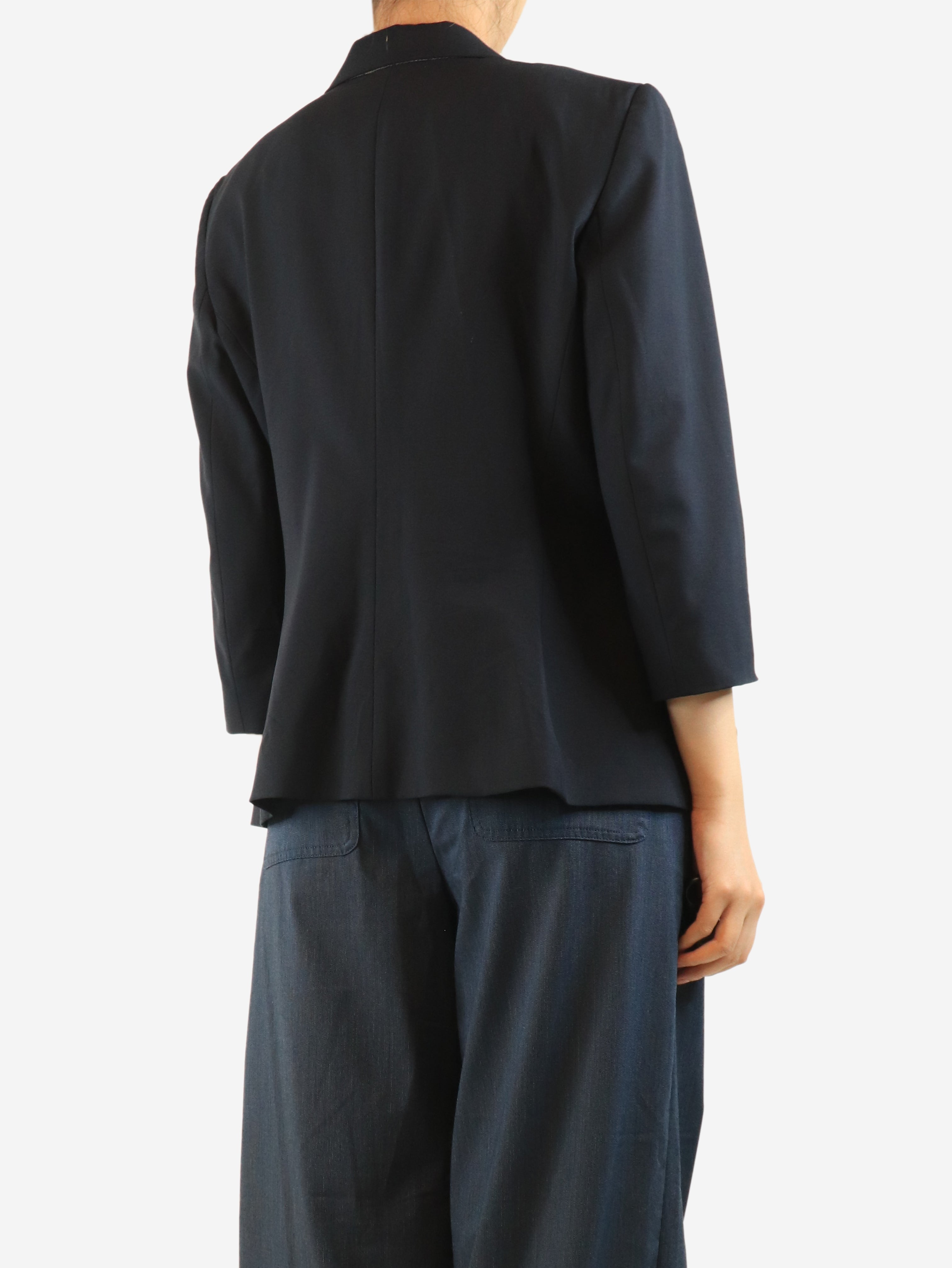 Navy wool-blend blazer - size UK 16