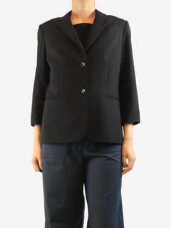 Black wool-blend blazer - size UK 16