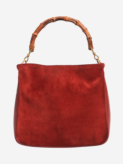 Red suede bamboo top handle bag Shoulder bags Gucci 