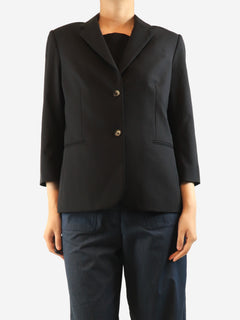 Black wool-blend blazer - size UK 16