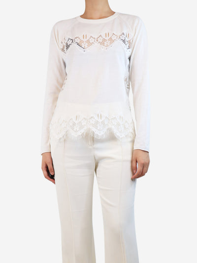 White lace-applique top - size UK 10 Tops Chloe 