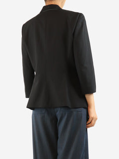 Black wool-blend blazer - size UK 16