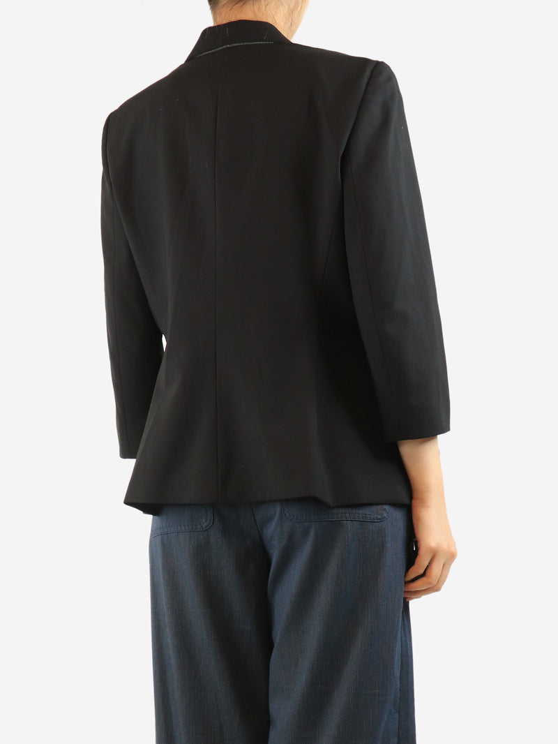 Black wool-blend blazer - size UK 16