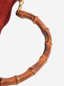 Gucci Red suede bamboo top handle bag