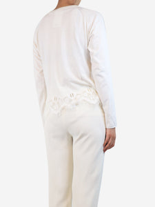 Chloe White lace-applique top - size UK 10