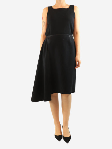 Black asymmetric panelled midi skirt - size UK 10 alternate image