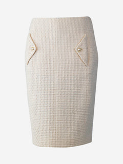 Cream tweed skirt - size UK 8 Skirts Chanel 