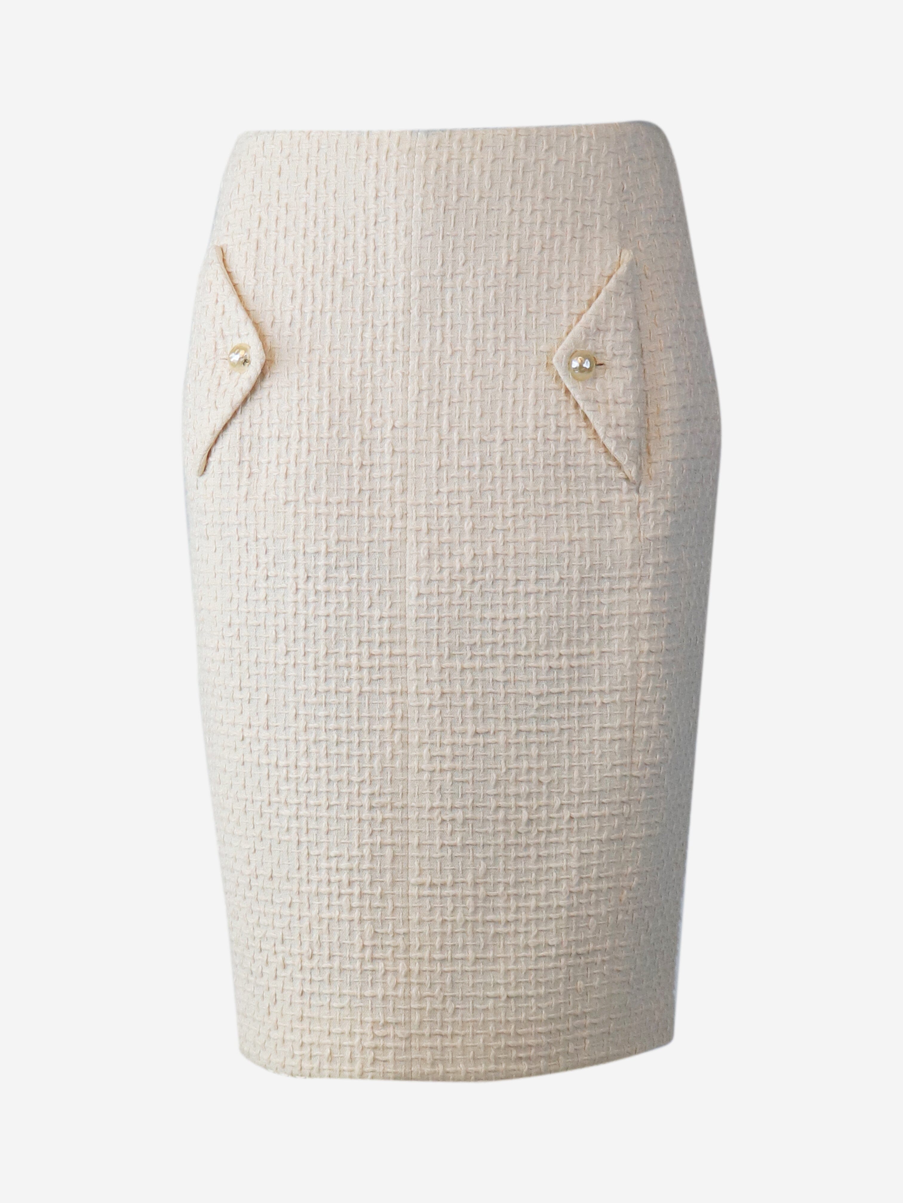 Cream tweed skirt - size UK 8 Skirts Chanel 