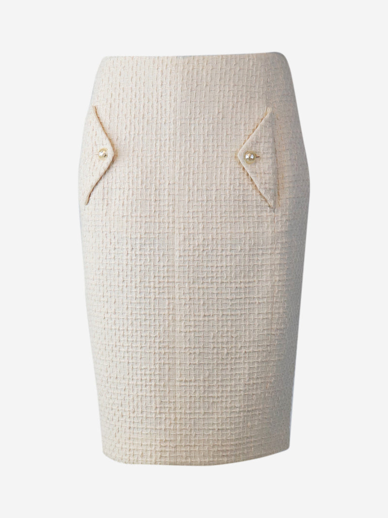 Cream tweed skirt - size UK 8 Skirts Chanel 