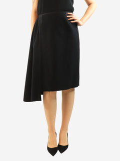 Black asymmetric panelled midi skirt - size UK 10