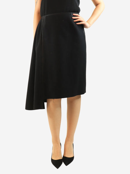 Black asymmetric panelled midi skirt - size UK 10 product image