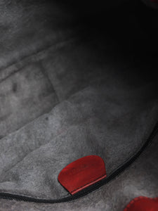 Gucci Red suede bamboo top handle bag