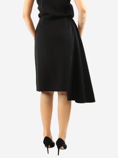 Black asymmetric panelled midi skirt - size UK 10