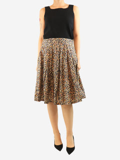 Floral silk midi skirt - size UK 12