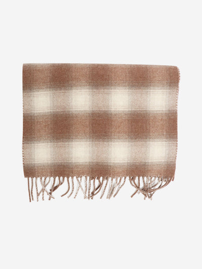 Brown flannel fringe scarf