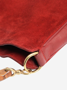 Gucci Red suede bamboo top handle bag