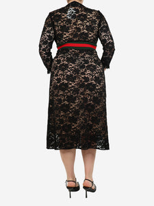 Gucci Black lace zipped midi dress - size UK 12