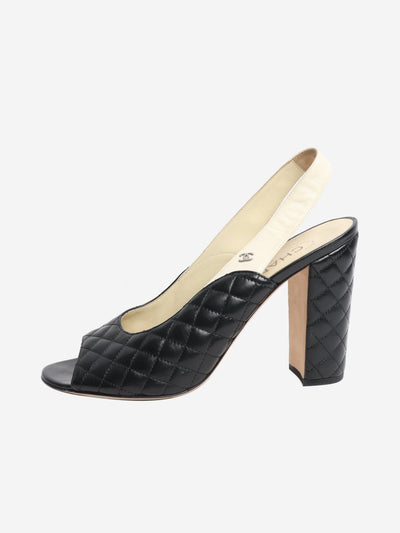 Black leather quilted peep-toe slingbacks - size EU 41 Heels Chanel 