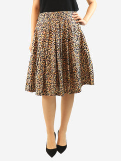 Floral silk midi skirt - size UK 12