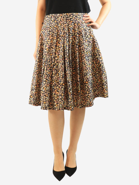 Floral silk midi skirt - size UK 12 product image