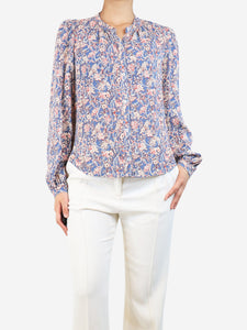 Veronica Beard Blue floral printed blouse - size UK 8