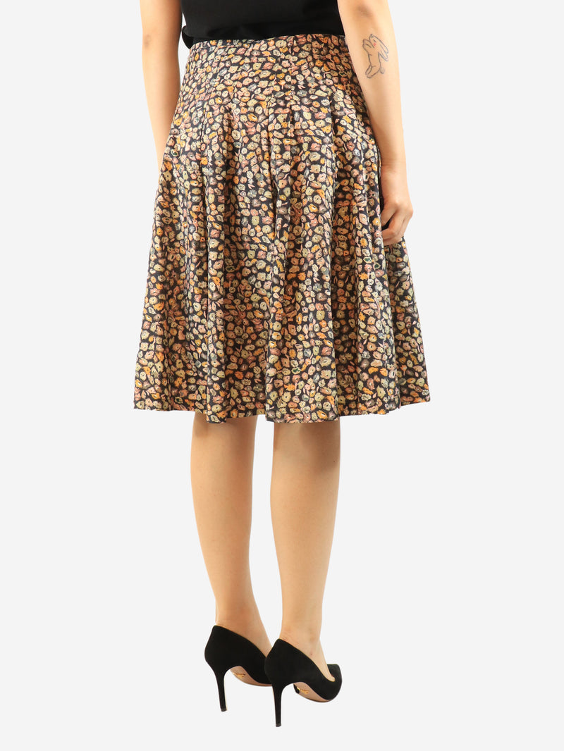 Floral silk midi skirt - size UK 12